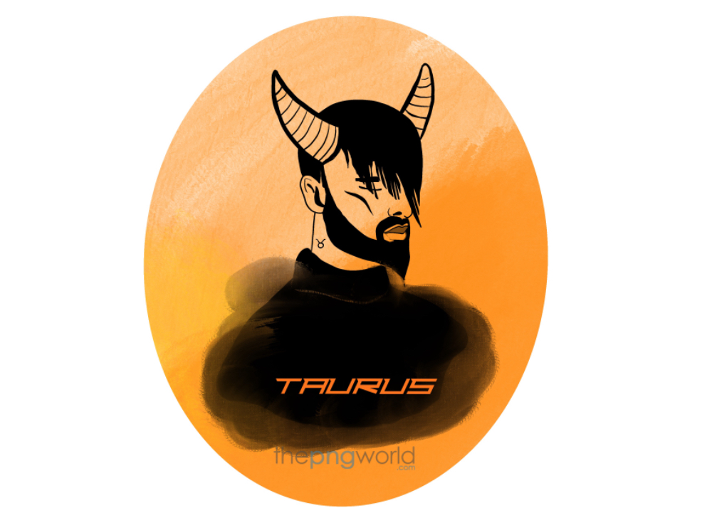 Taurus Sign in Neon Orange Zodiac sign,orange,astrology,Taurus,mythology,black,shades,tattoo,horoscope,star,modern,constellation,tarot cards,symbol,reading,astronomy,oval,watercolor,paint,handmade,sketch,hand free